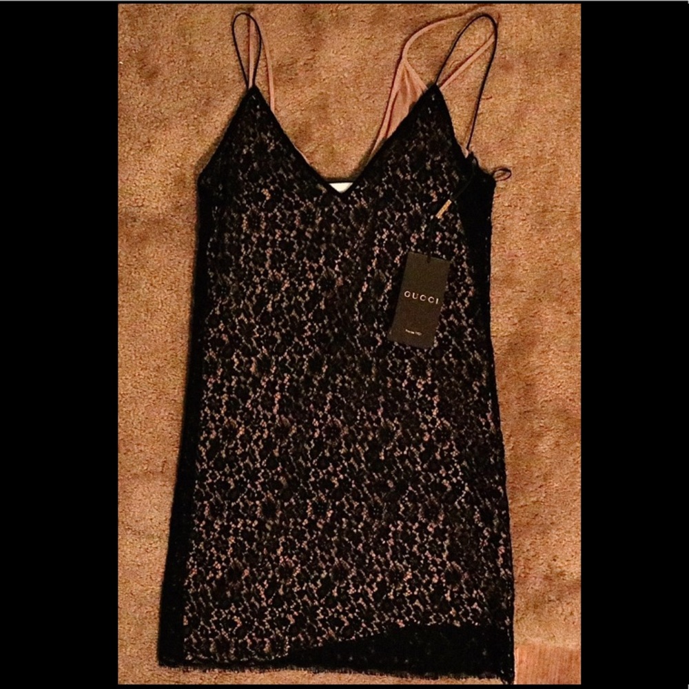 NWT Gucci Black & Nude Lace Mini Dress